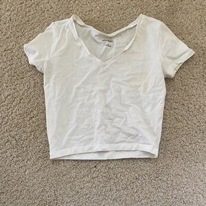 White V-Neck Crop Top